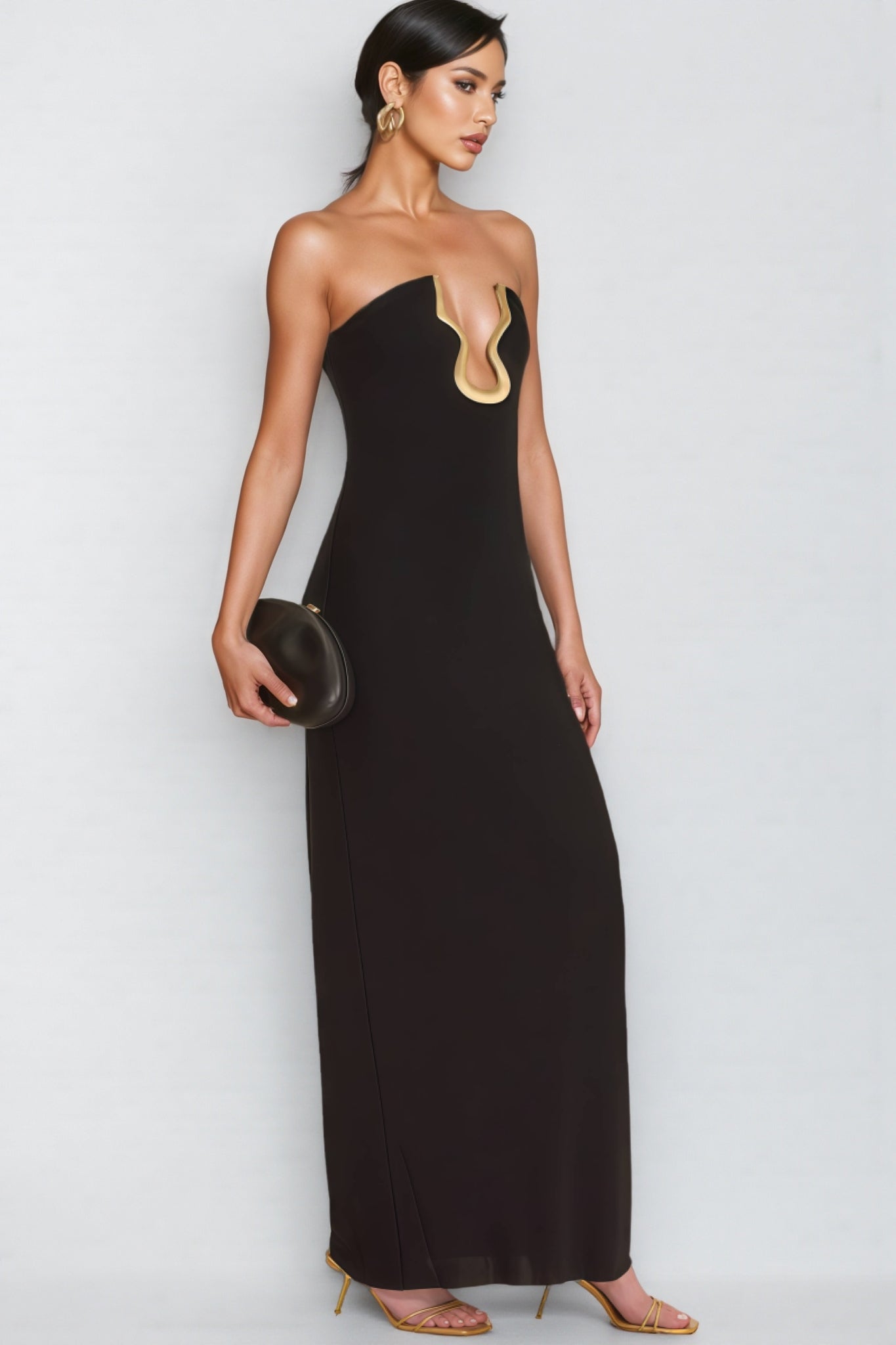 Jeandi Black Bustier Bandage Maxi Dress - View 3