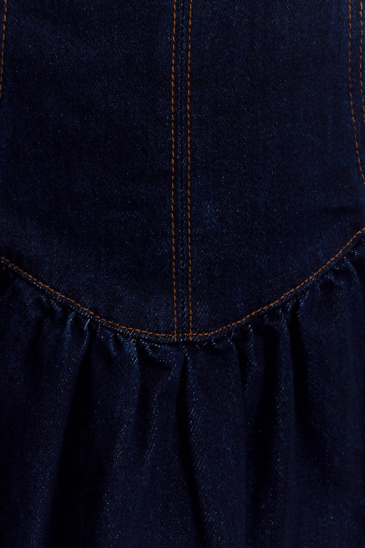 Denim-Look Sweetheart Corset Bodice Drop Waist Mini Dress 8