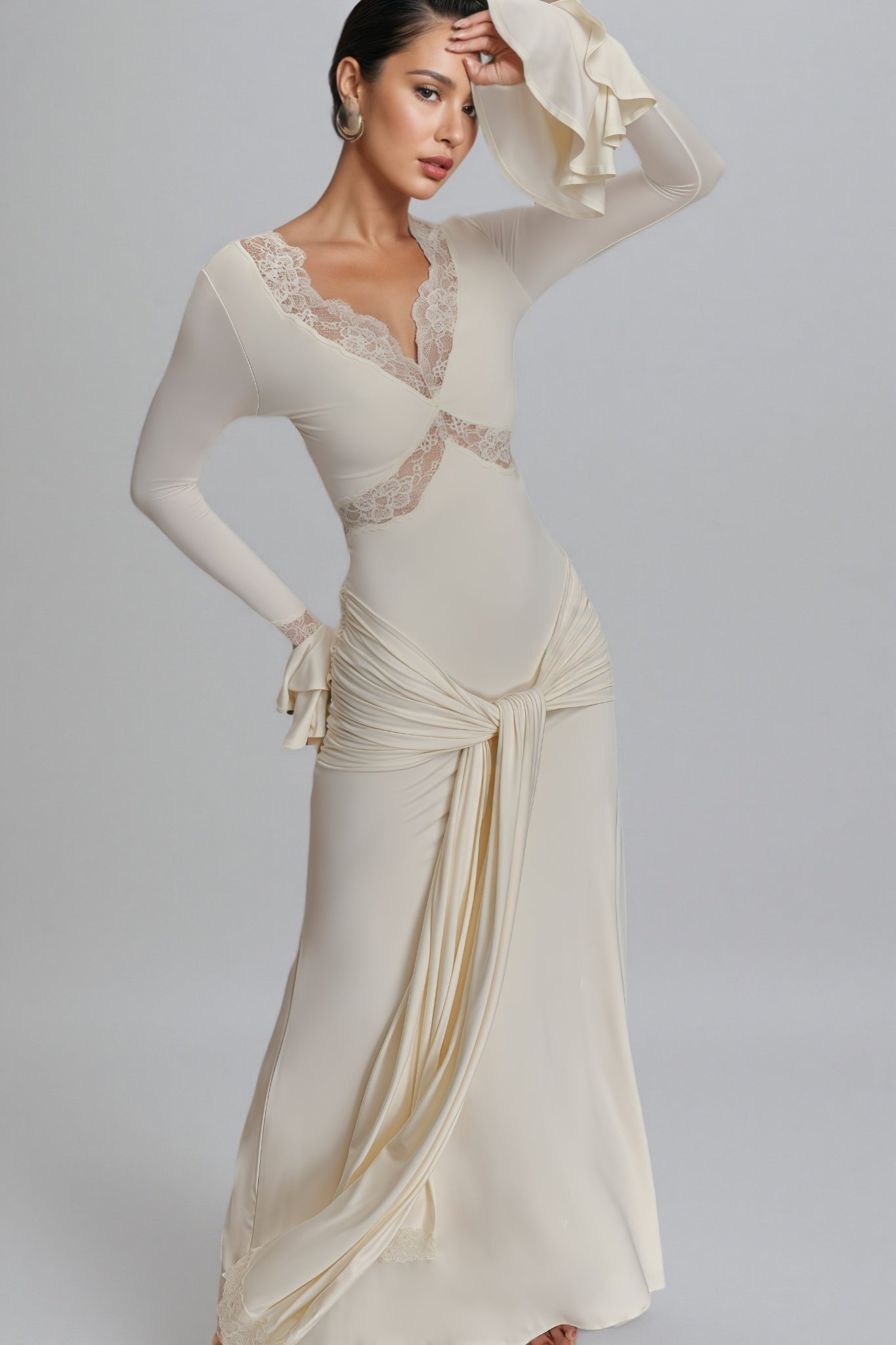 Elorat White Lace Maxi Dress - View 3