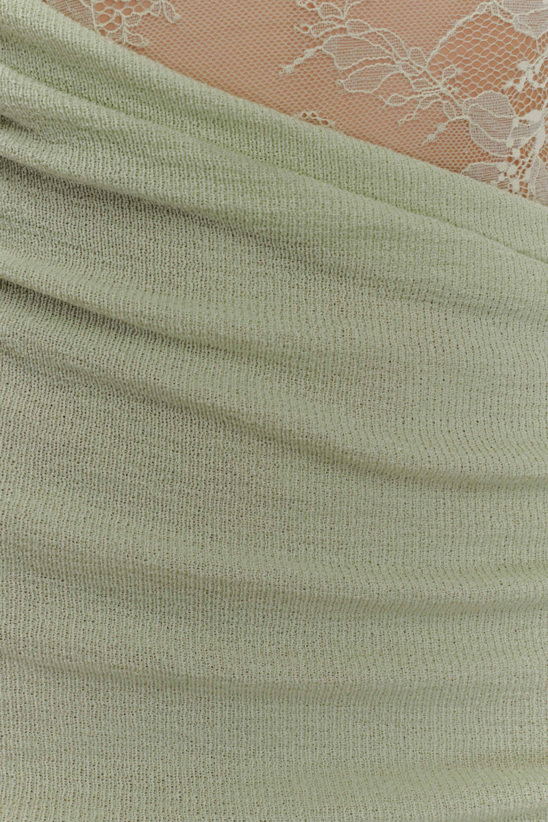 Nunna Green Lace Knit Mini Dress - View 6