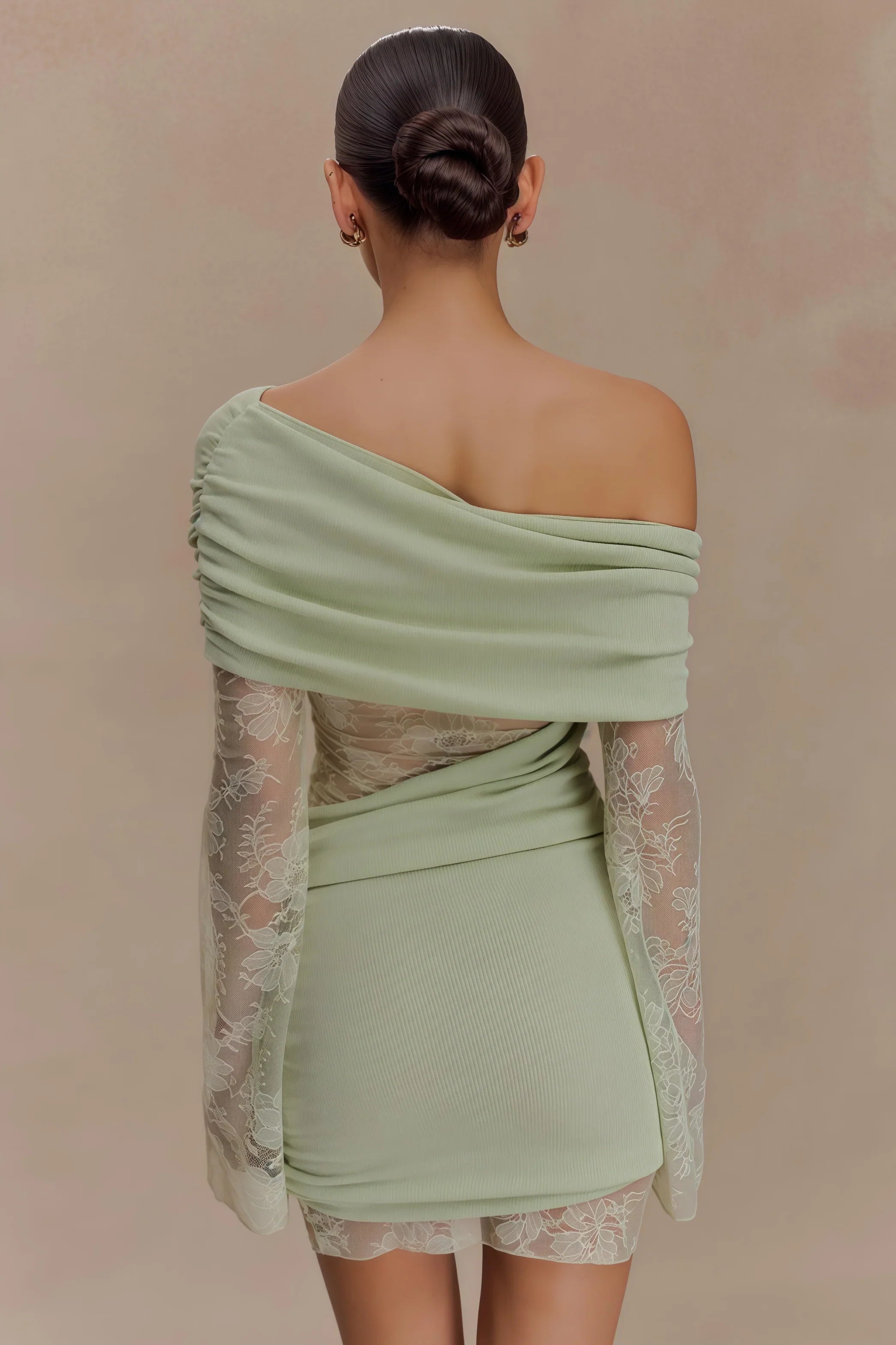 Nunna Green Lace Knit Mini Dress - View 5