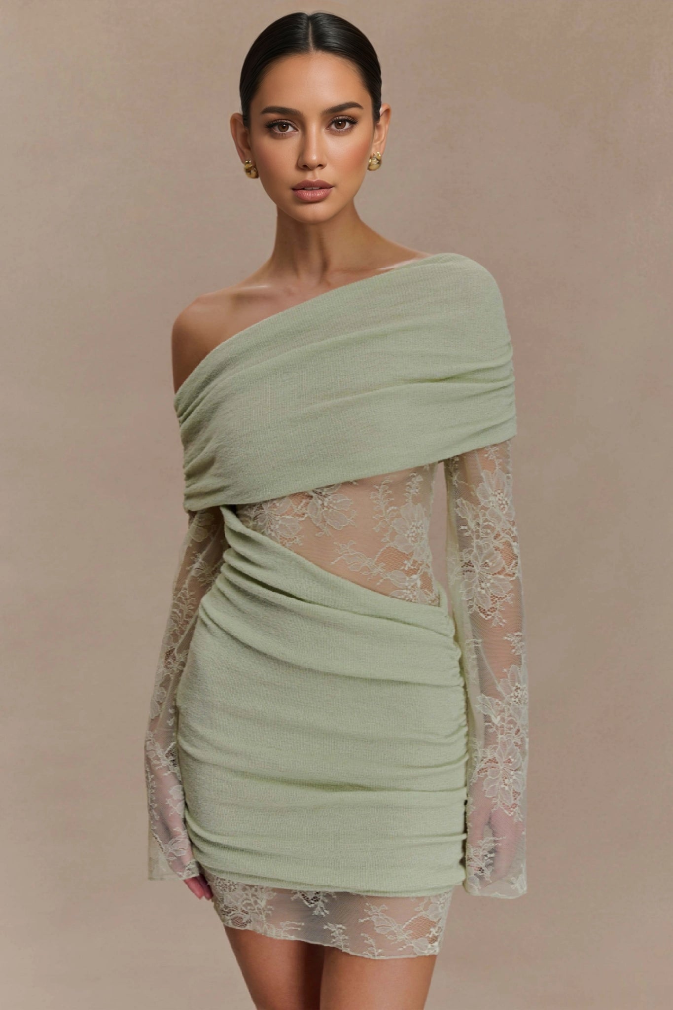 Nunna Green Lace Knit Mini Dress - View 2