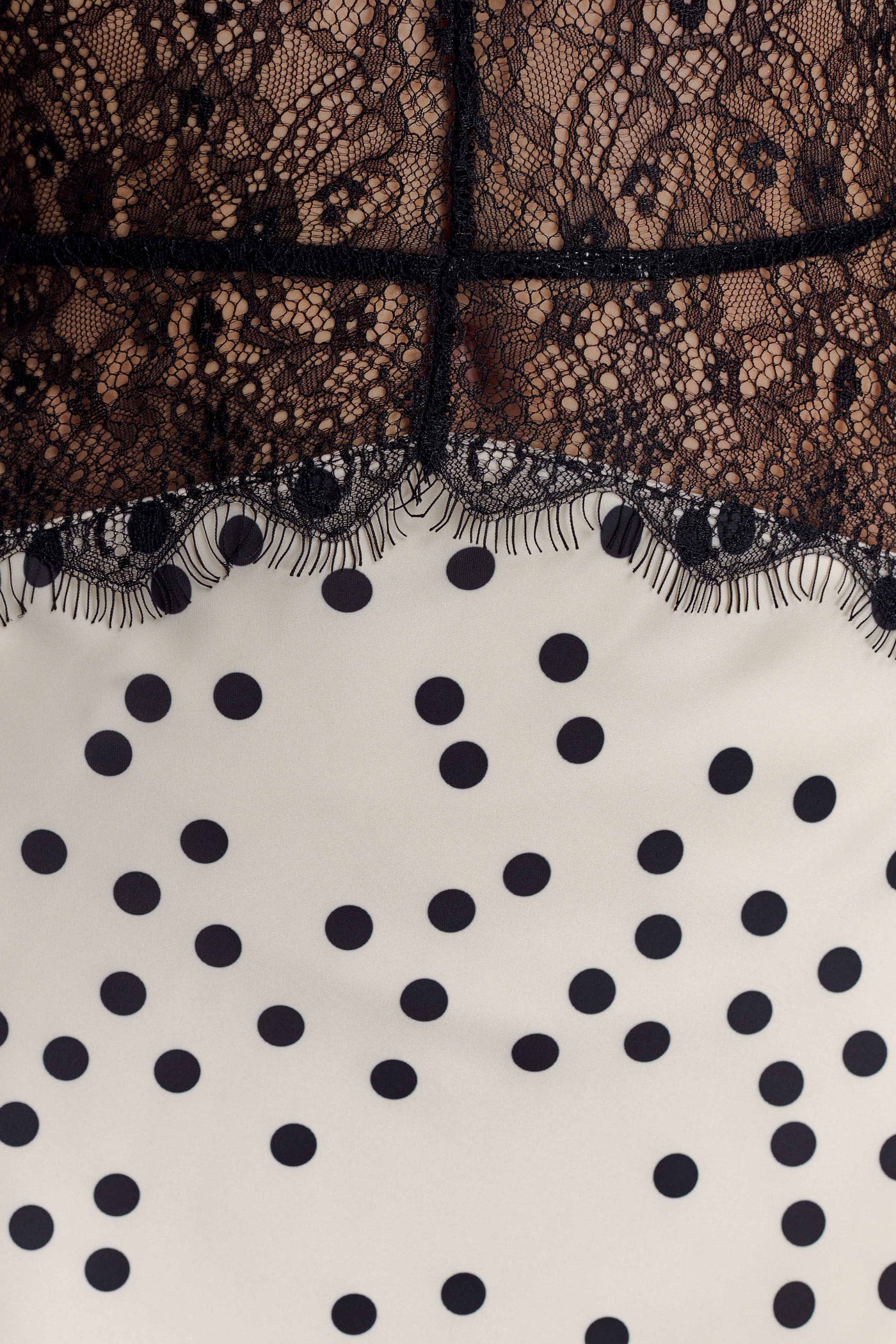 Polka Dot Satin Halter Deep V-Neck Lace Trim Maxi Dress 5