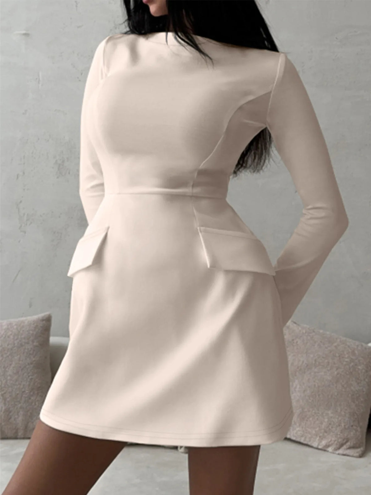 Long Sleeve Bodycon Mini Dress with Pockets