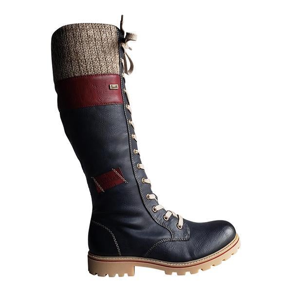 Women Winter Lace Up Knitted High Boots