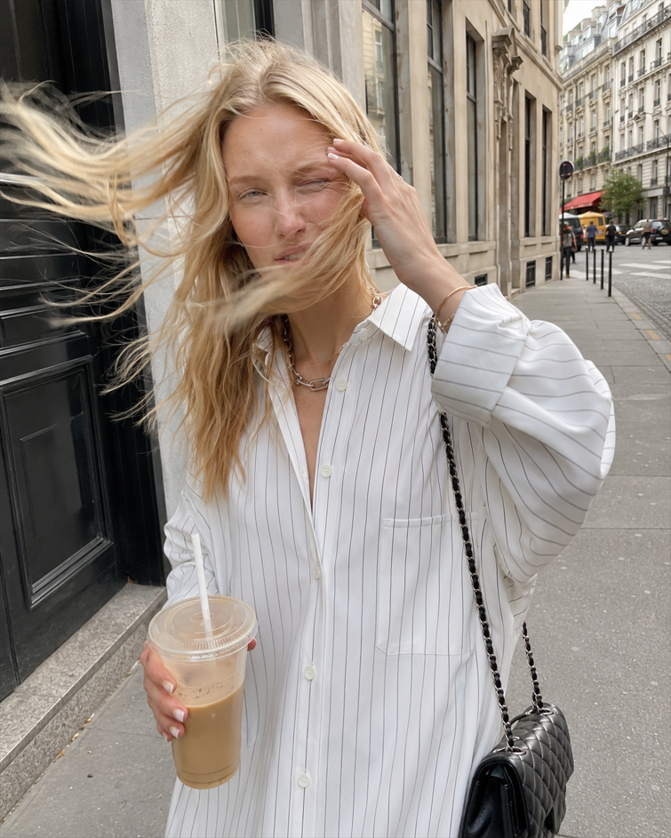 Oversized Striped Large Pockets Shirt