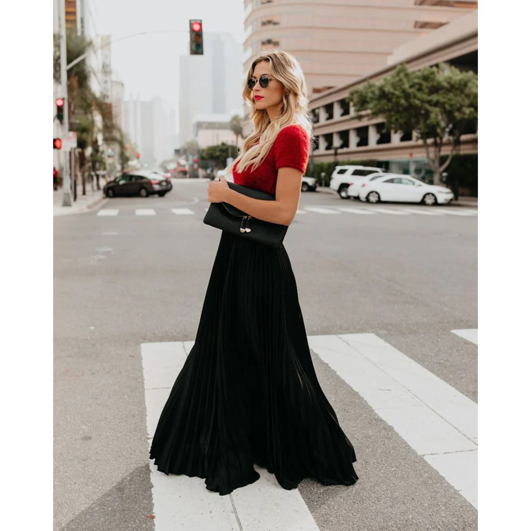 Alondra Premium Long Pleated Dress Elevated Occasion Wear