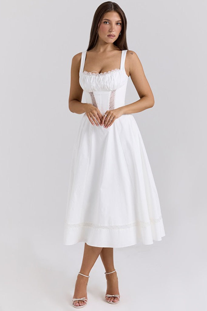 Elegant Lace Insert Maxi Slip Dress