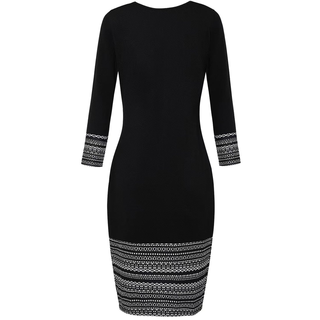 Popular Black Print Round Neck Mini Dress