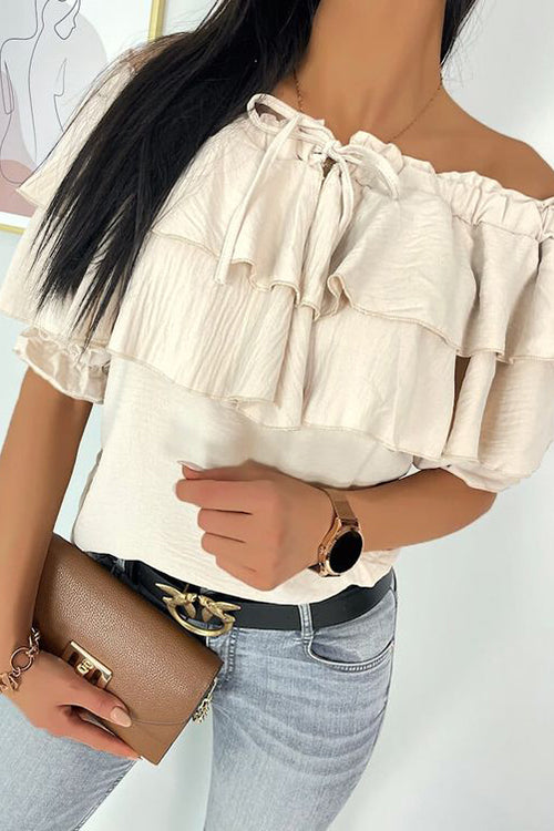 Off The Shoulder Tunic With Double Frill