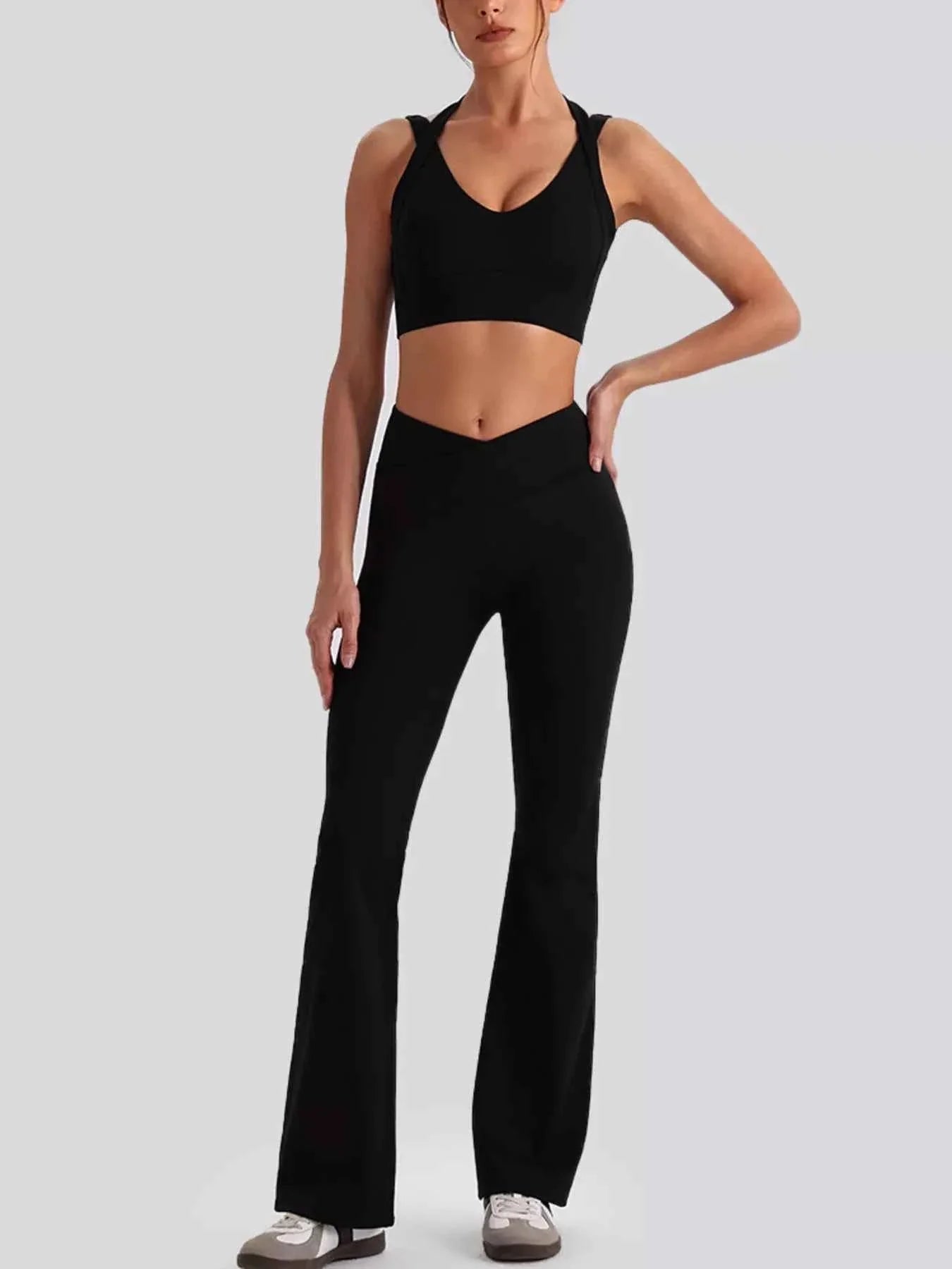 Seamless Criss-Cross V-Neck Tank and Leggings Active Set