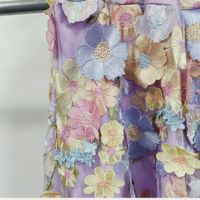 Floral Applique Tulle Puff Sleeve Corset A-Line Mini Dress