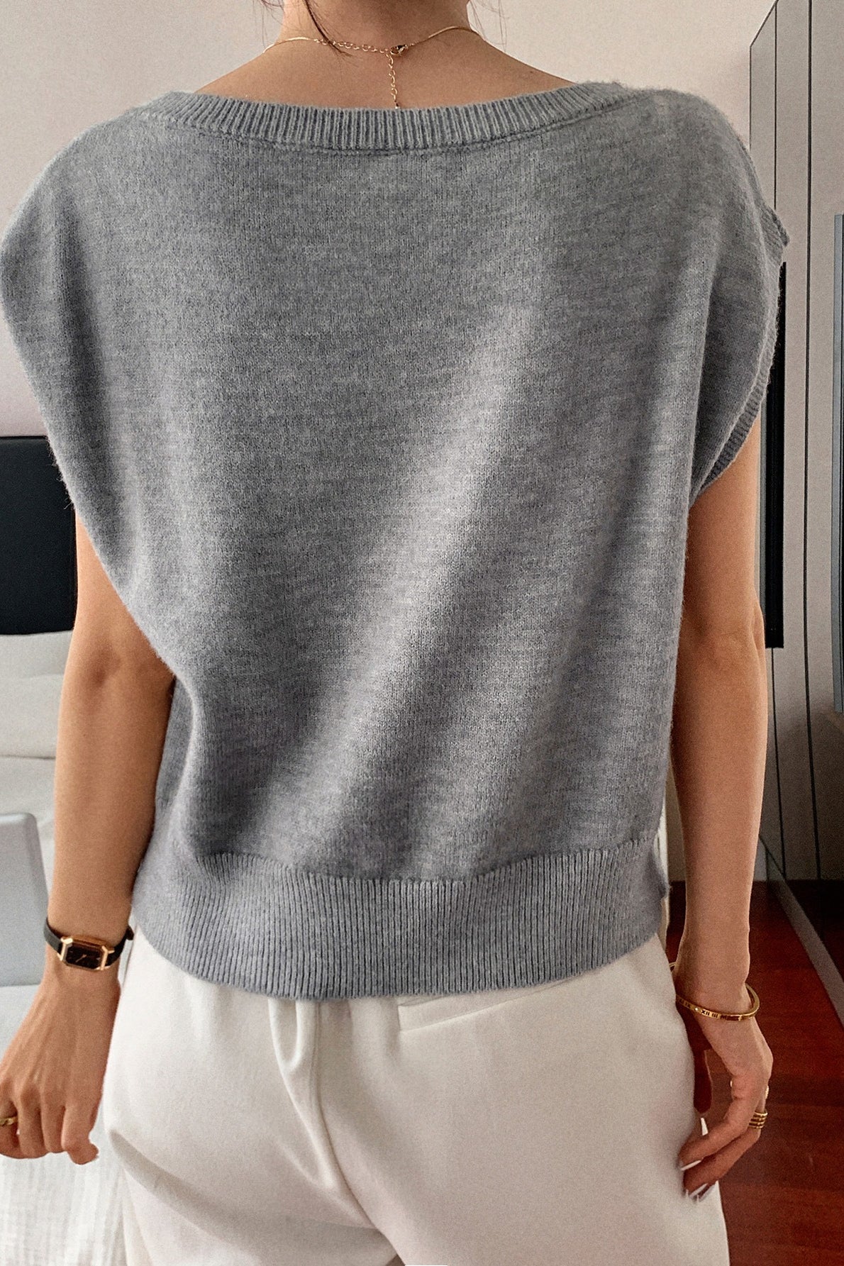 Casual Short Sleeve Knit Sweater