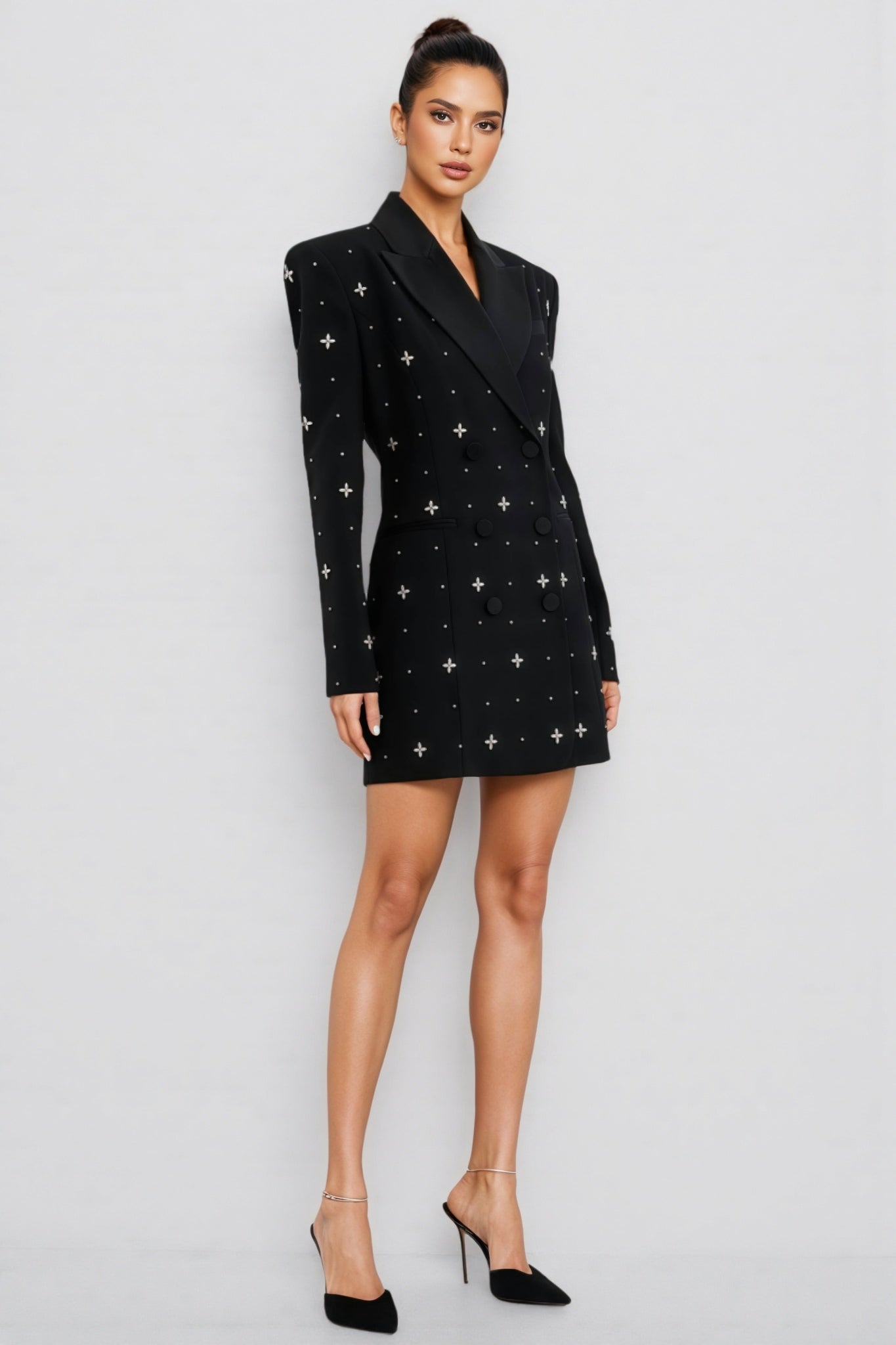 Morgane Beaded Rhinestone Embellished Mini Dress - View 3