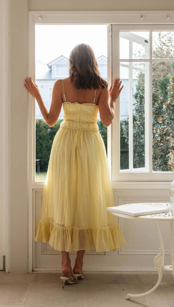Smocked Tiered Bow Detail Spaghetti Strap Ruffle Hem Maxi Summer Dress