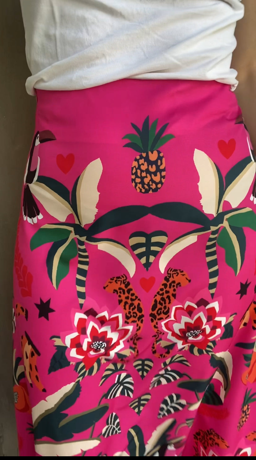 Floral Square Neck Puff Sleeve Midi Two Piece Set