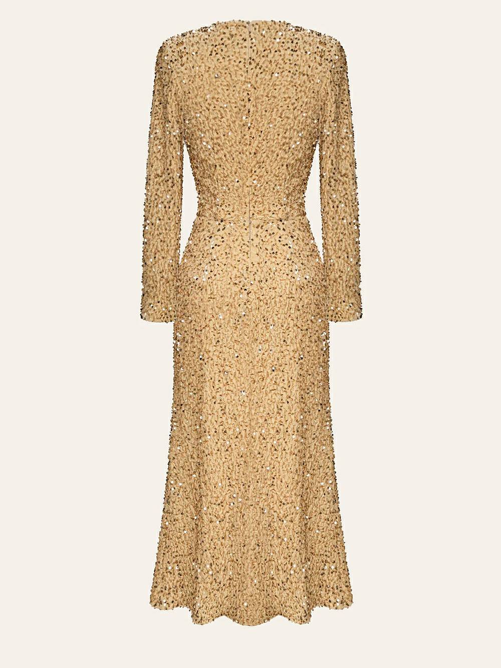 Sequin Long Sleeve Maxi Dress