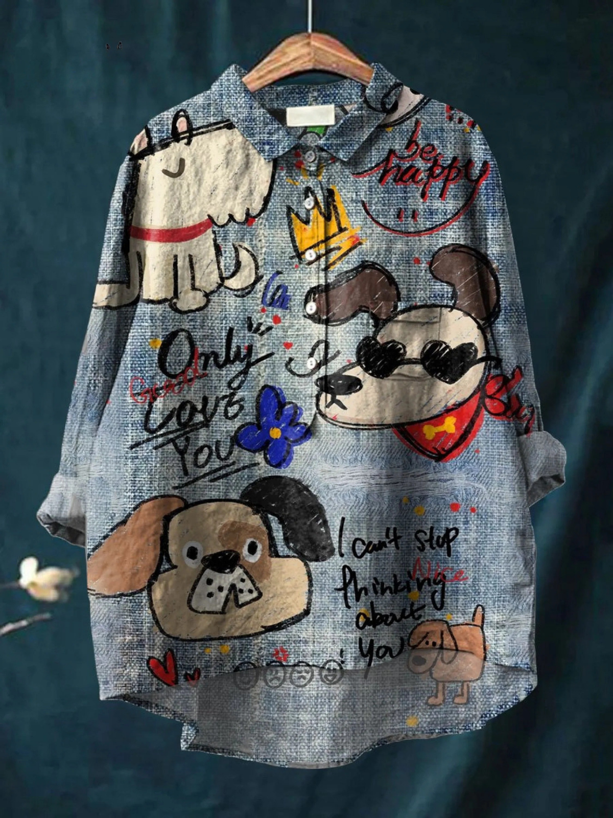 Kendra | Cute Dog Art Print Casual Shirt