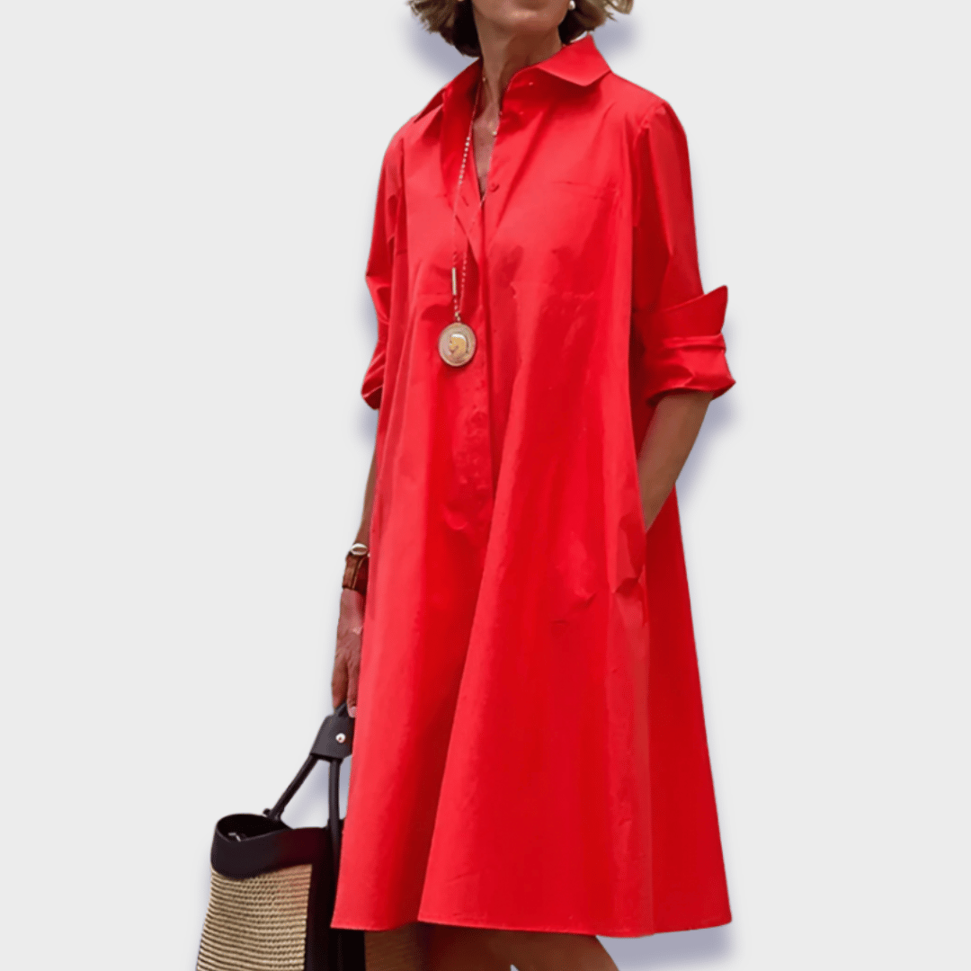 Aleah | Stylish Polo Dress Made from Premium Fabric Red