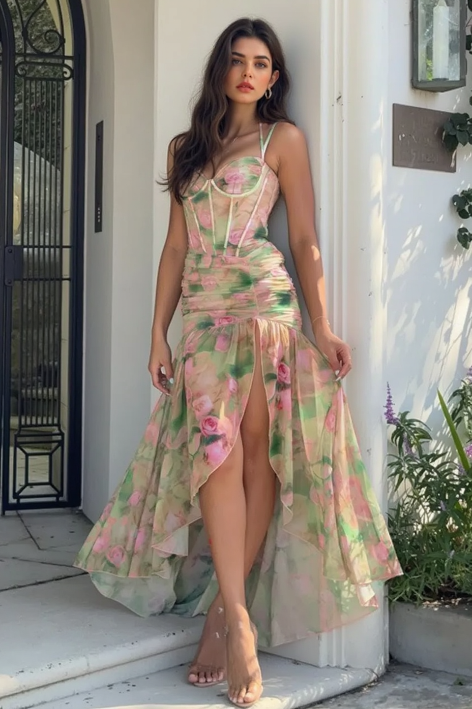 Vacation Tie Dye Backless Mesh Slip Dress