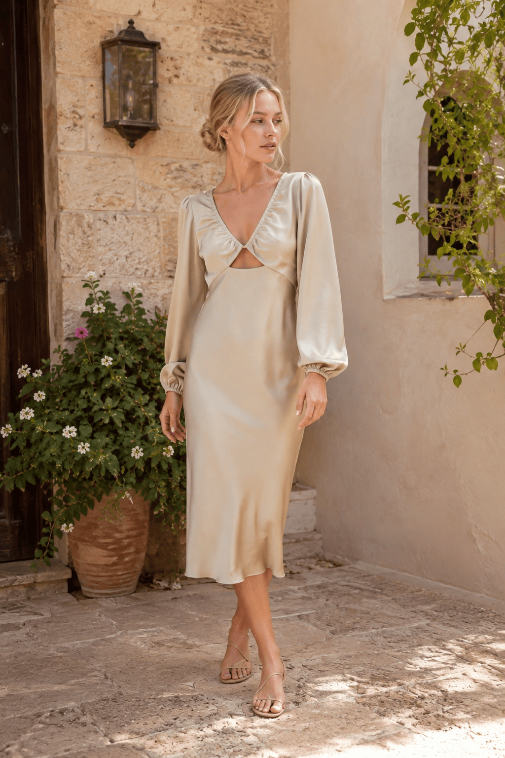 Wren Long Sleeve Charming Twist Maxi Dress