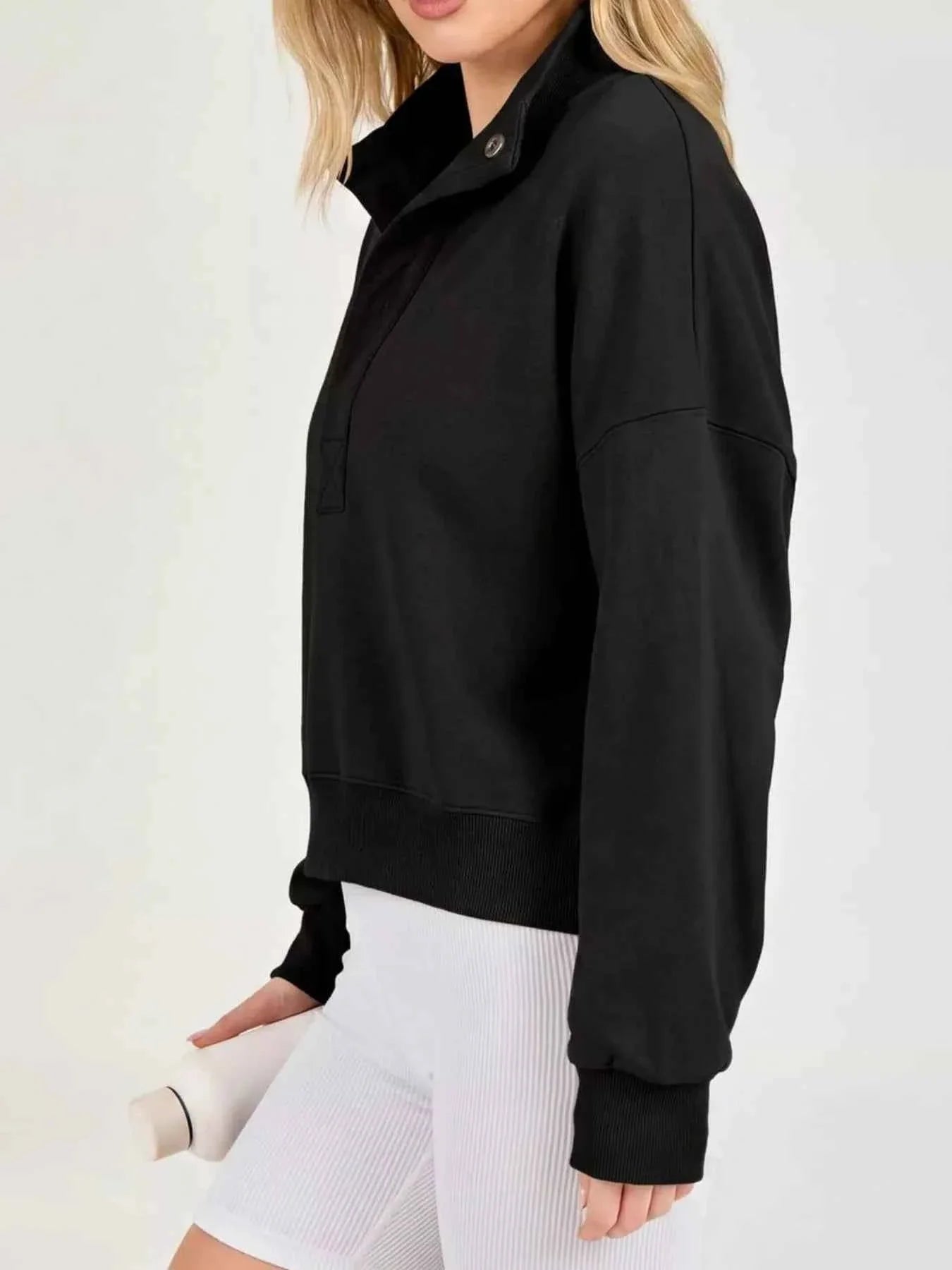 Half Snap Dropped Shoulder Sweatshirt