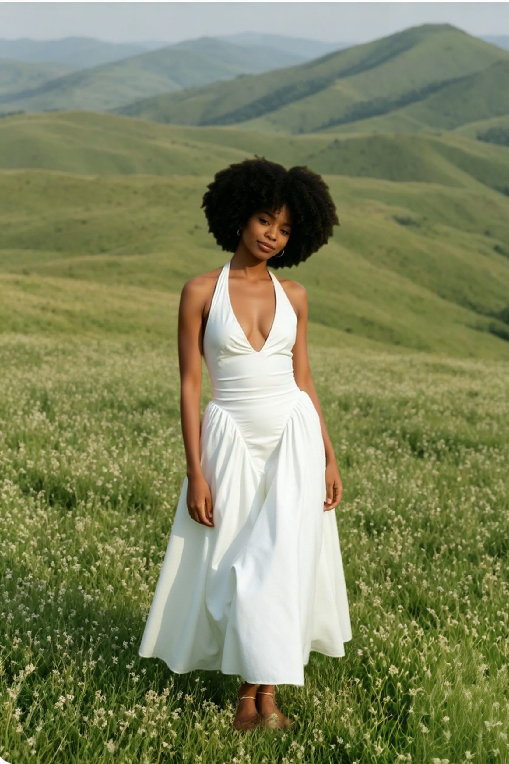 Patchwork Backless Midi Dress