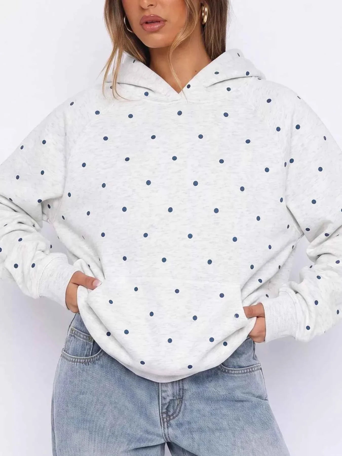 Polka Dot Raglan Sleeve Hoodie