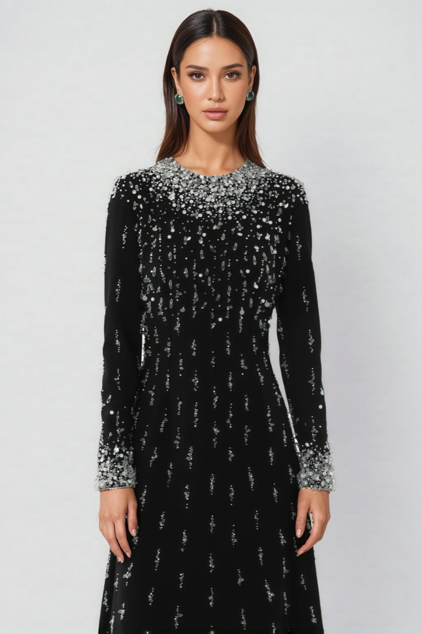 Jarety Long Sleeve Beaded Maxi Dress - View 3