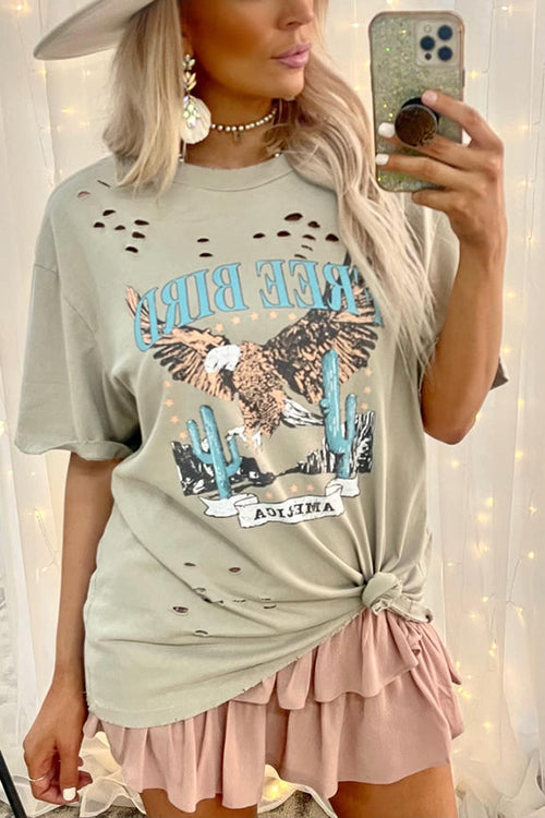 Distressed Free Bird Graphic Tee