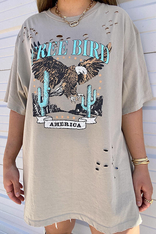 Distressed Free Bird Graphic Tee