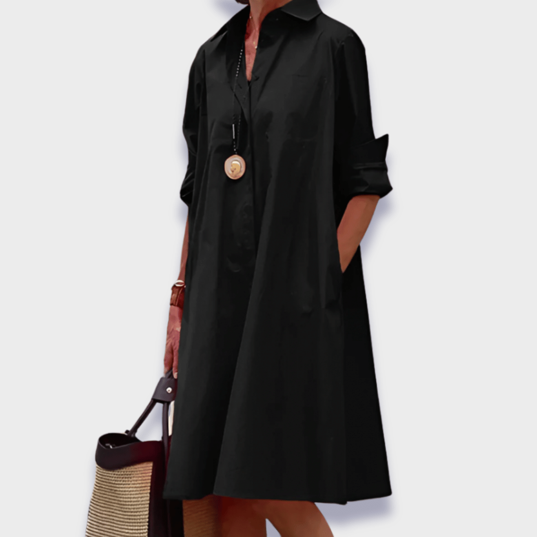 Aleah | Stylish Polo Dress Made from Premium Fabric Black