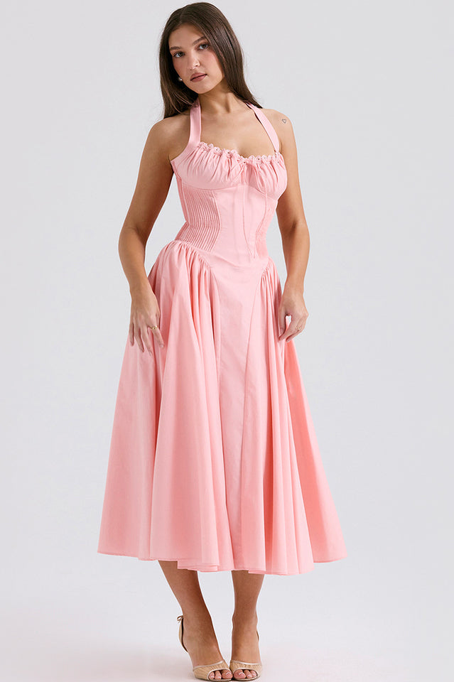 Adabella Cotton Halter Midi Sundress