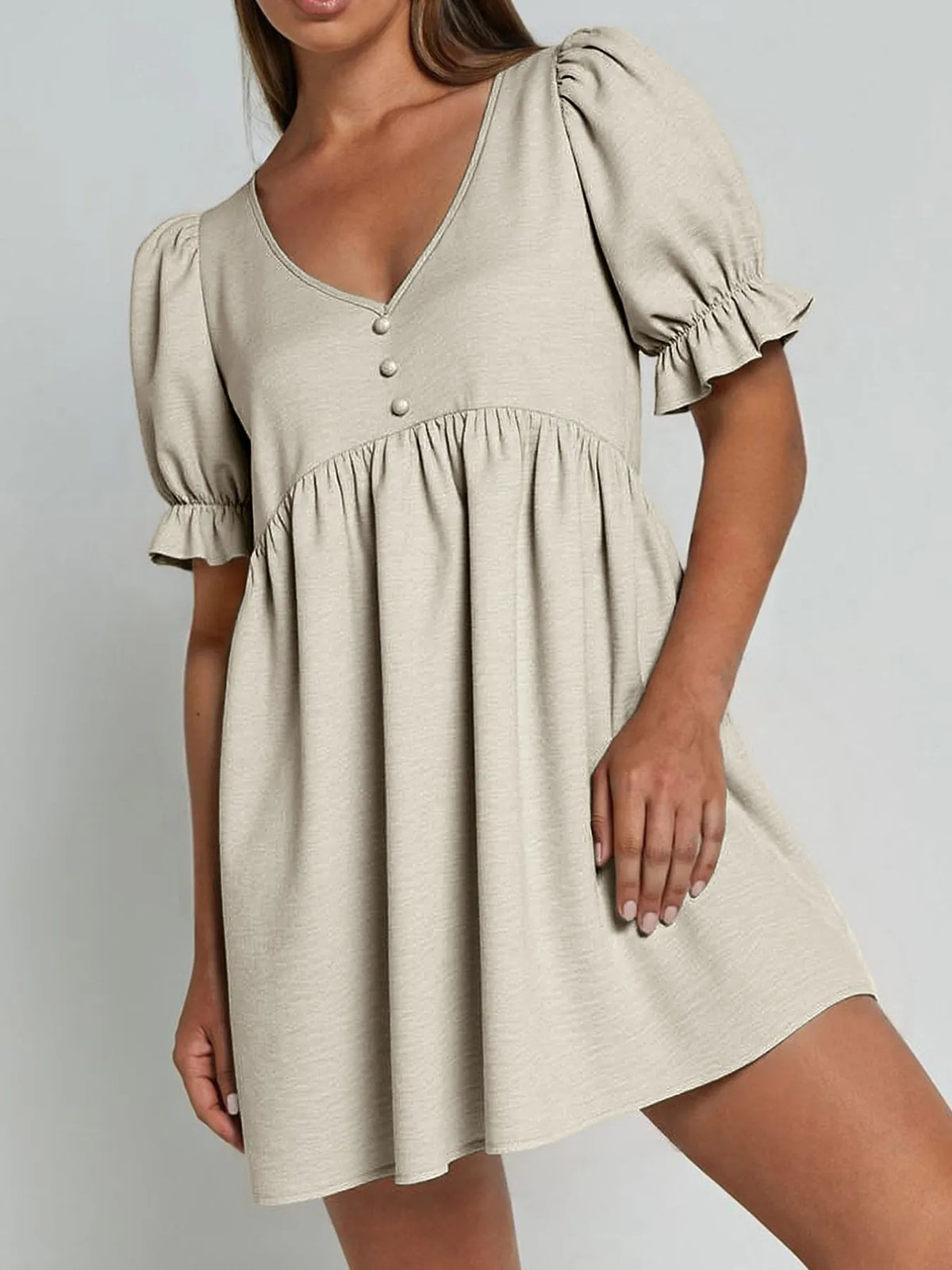 Puff Sleeve Babydoll Mini Dress