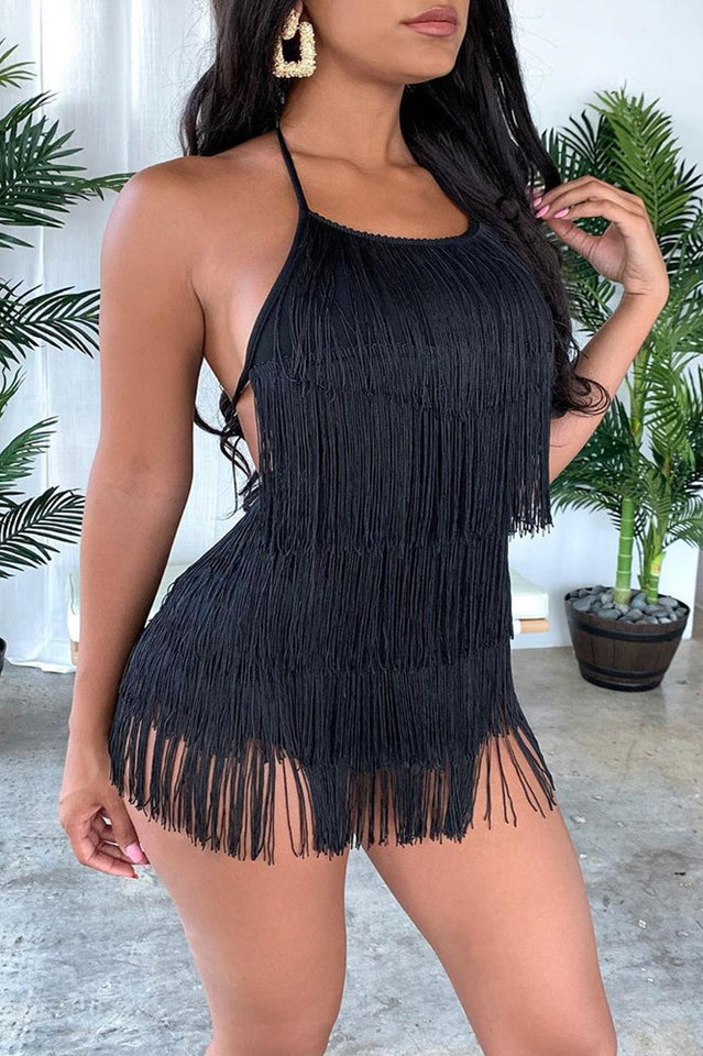 Halter Fringe Romper
