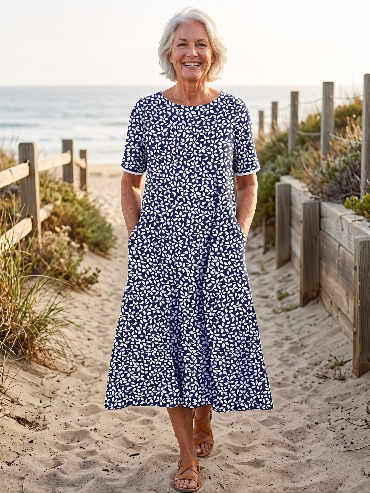 ANNIE™ - COASTAL BLOOM MIDI DRESS