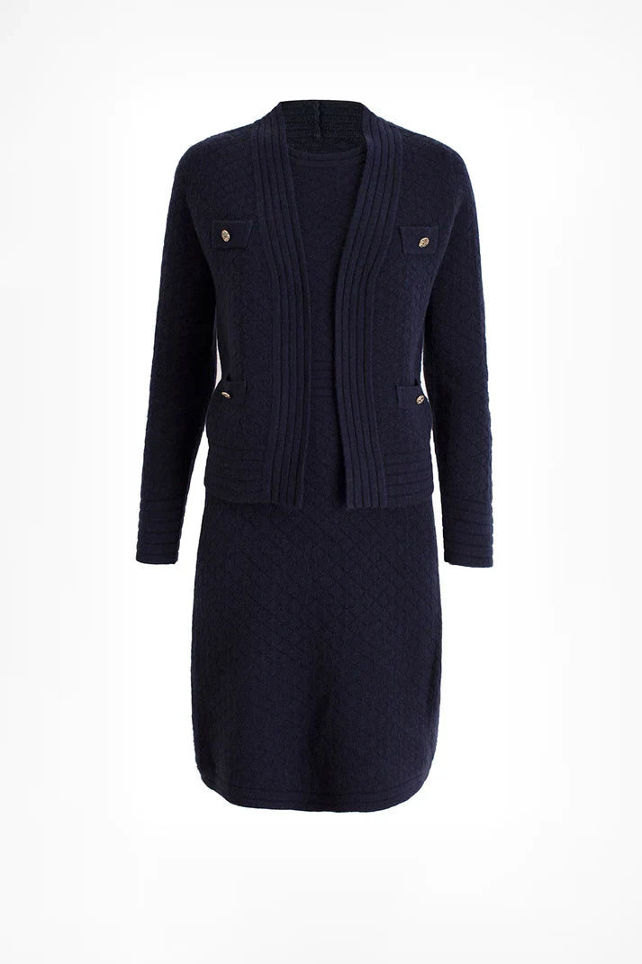 Isaura Elevated V Neck Cardigan and Tank Dress Set Premium Wardrobe Essential