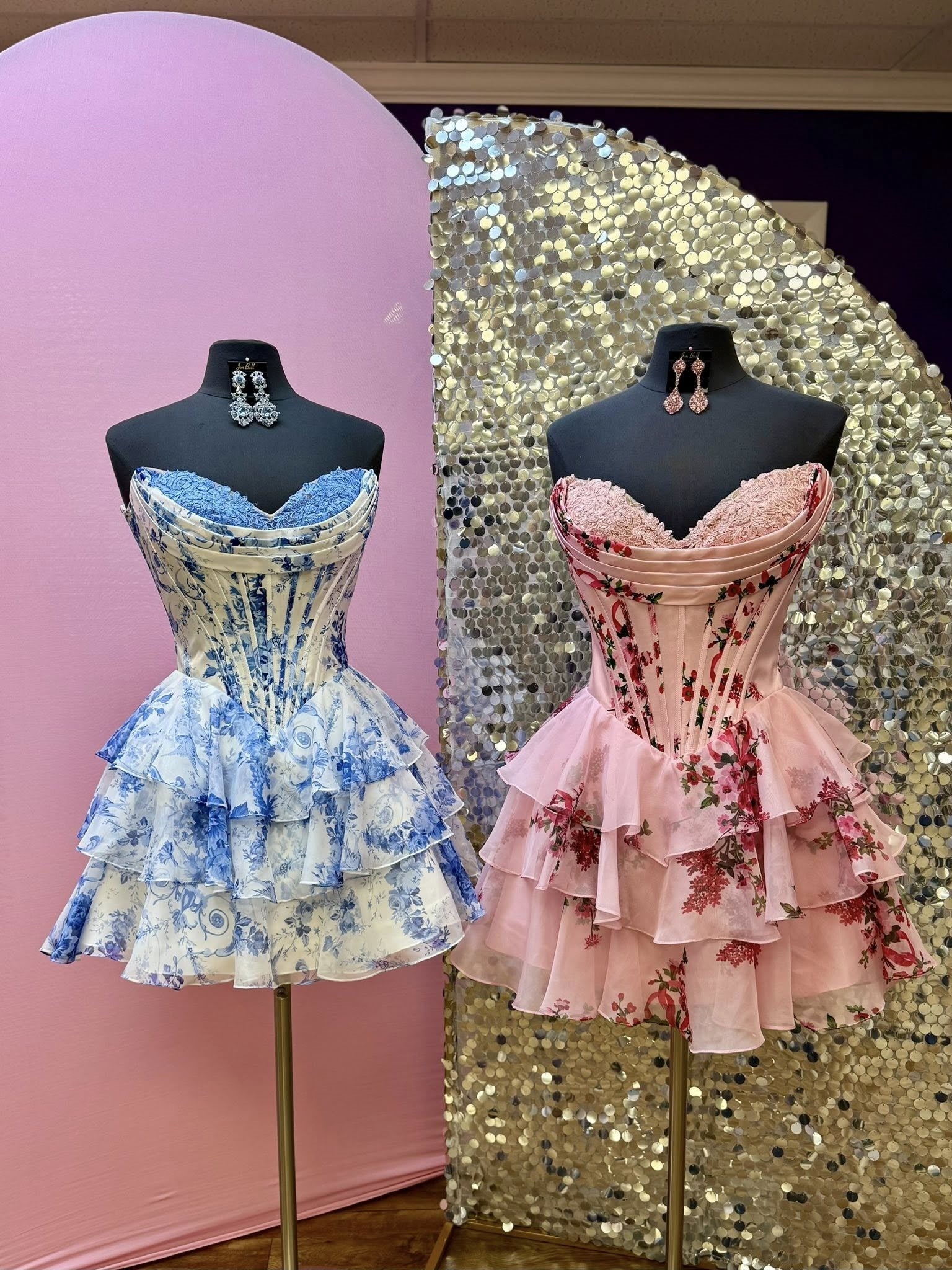 Gorgeous A Line Sweetheart Blue Printed Short Homecoming Dress with Ruffles