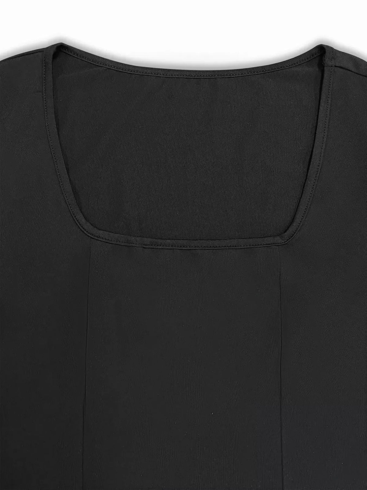 Square Neck Long Sleeve Front Split Bodycon Maxi Dress 7