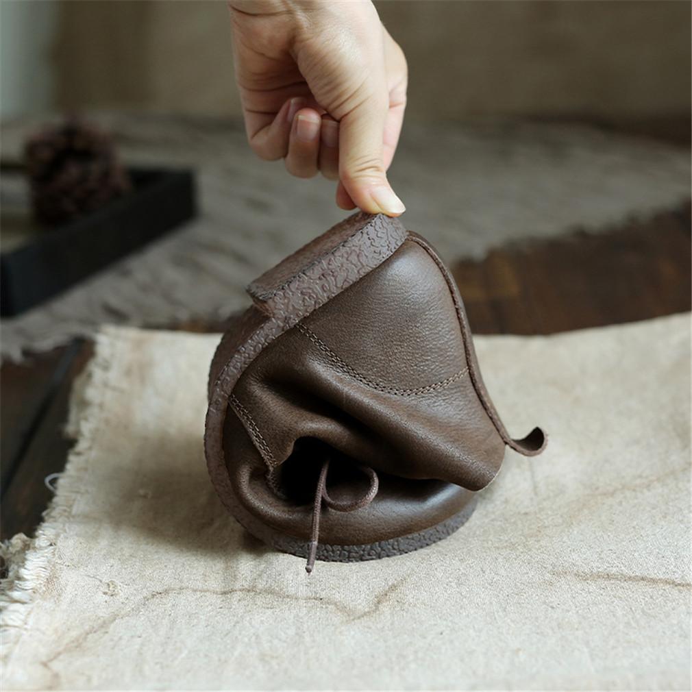 Brush-Off Leather Boots Lace-Up Soft Ankle Booties Casual Work Combat Boots Coffee/Brown