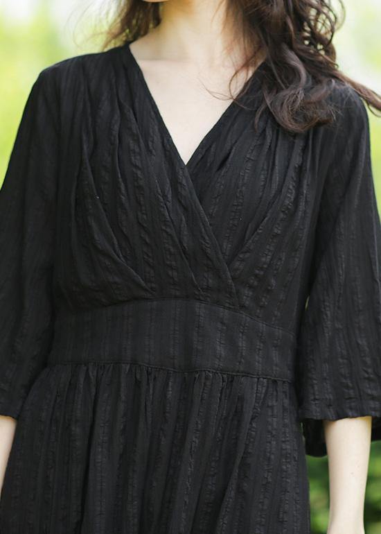 Textured Stripe V-Neck Bell Sleeve Wrap Bodice Maxi Dress