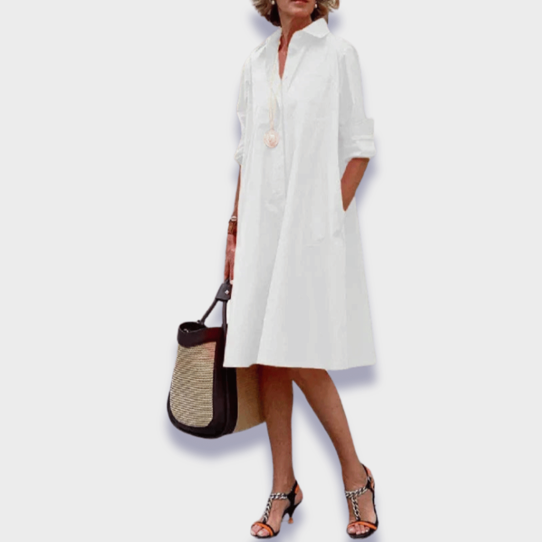 Edith | Stylish Polo Dress Made from Premium Fabric White