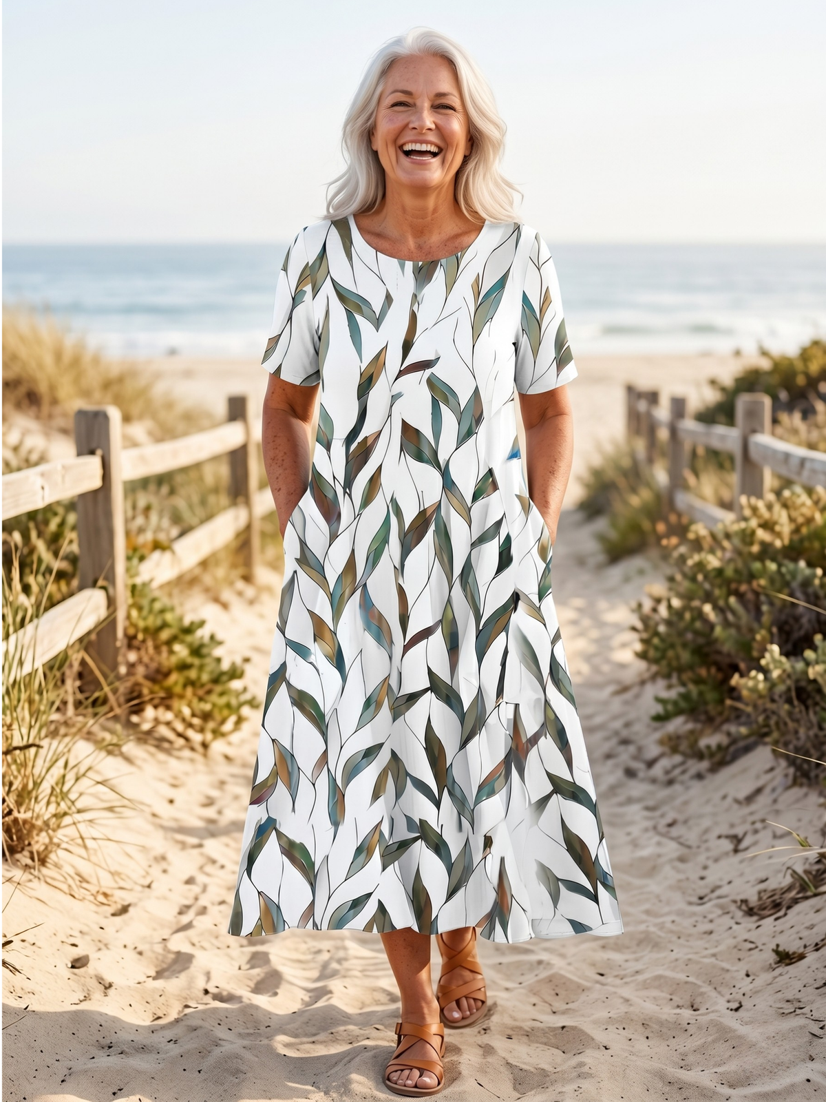 ANNIE™ - COASTAL BLOOM MIDI DRESS