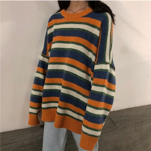 Big Fun Striped O-Neck Loose Sweater