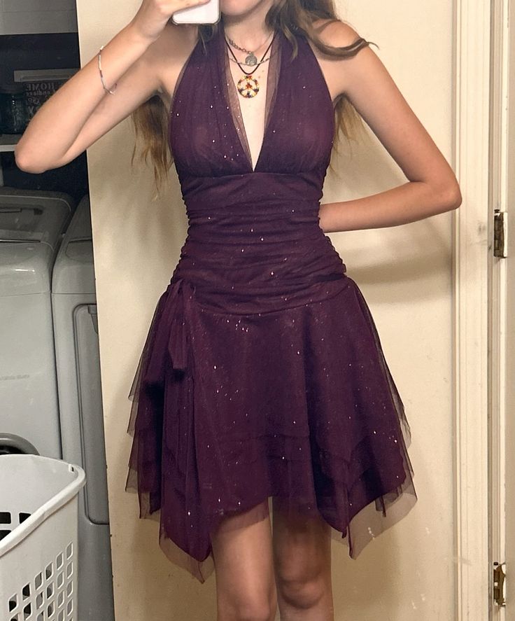 Dark Purple Tulle Prom Homecoming Dress Short Party Dress    fg7700