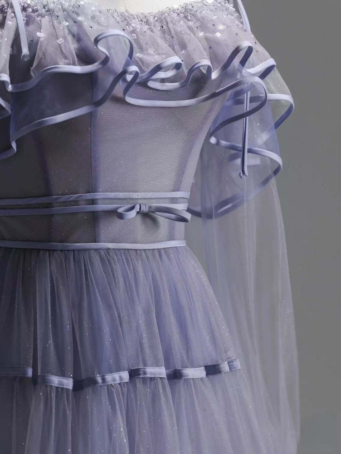 A Line Tulle Long Prom Dress Unique Evening Party Dresses  fg7655