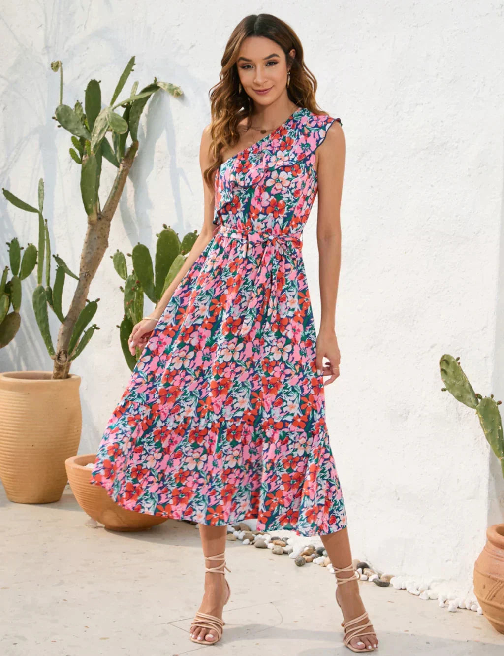 Shoulder Patterned One Dress S / Yellow