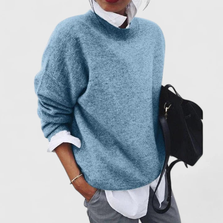 Mock Neck Long Sleeve Oversized Knit Sweater