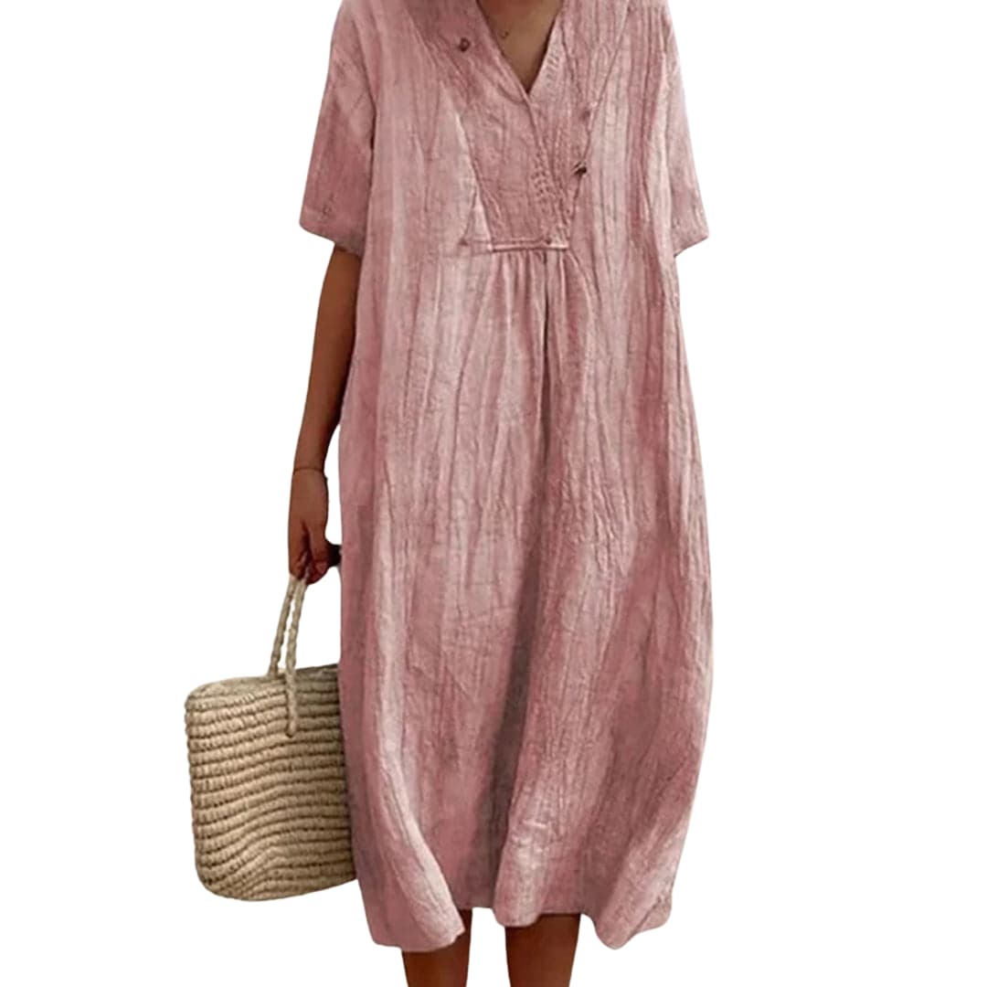 Cara | Relaxed Fit Midi Dress Pink
