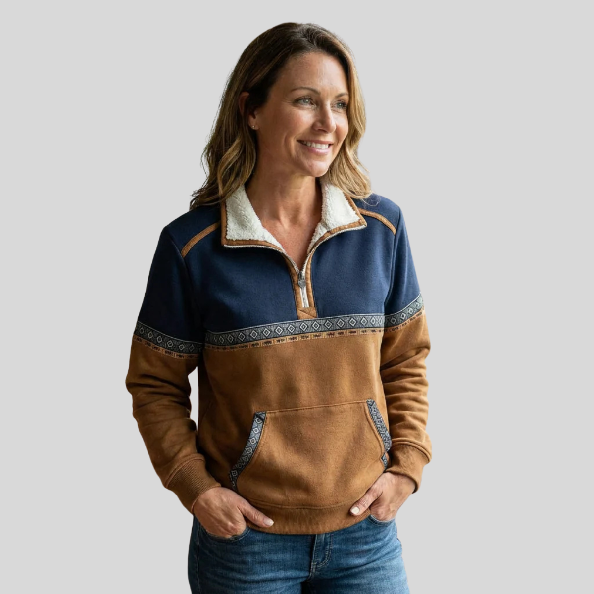 Ismay | Sherpa Collar Half-Zip Pullover